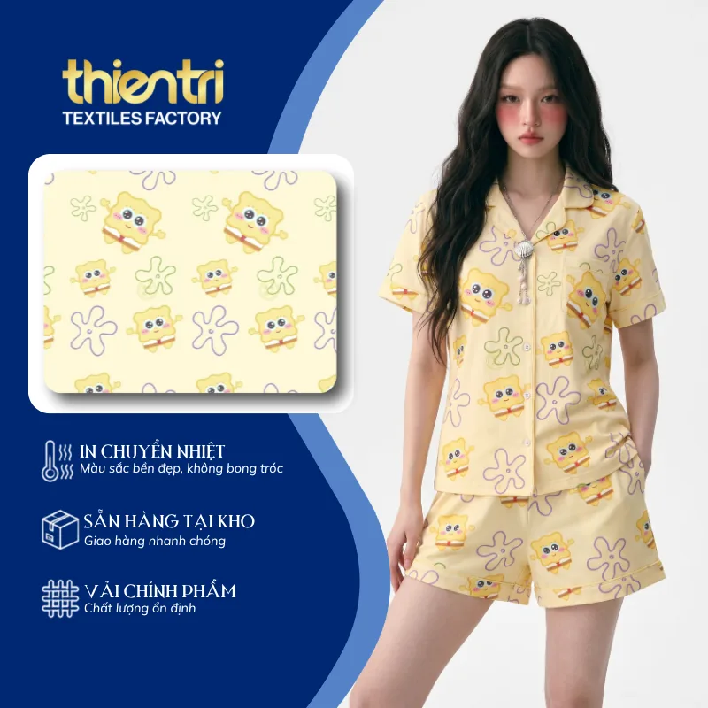 Trang phục may từ vải in họa tiết bọt biển, vải polyester in chuyển nhiệt